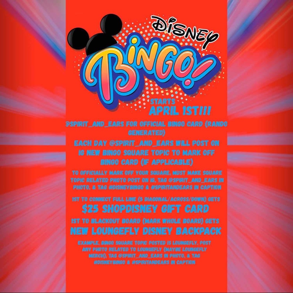 #DisneyBingo Follow & DM @Spirit_And_Ears on IG!